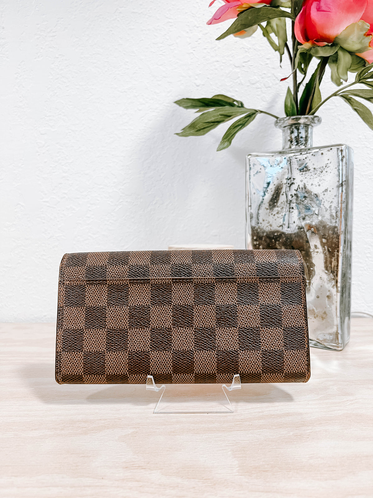 Louis Vuitton Damier Ebene Sarah NM Wallet Rose Ballerine