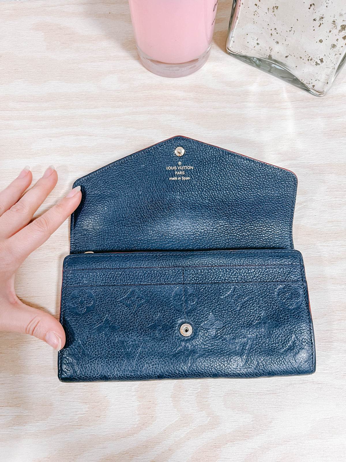 Pre-Owned Louis Vuitton Marine Empriente Leather Sarah Wallet *Final Sale*