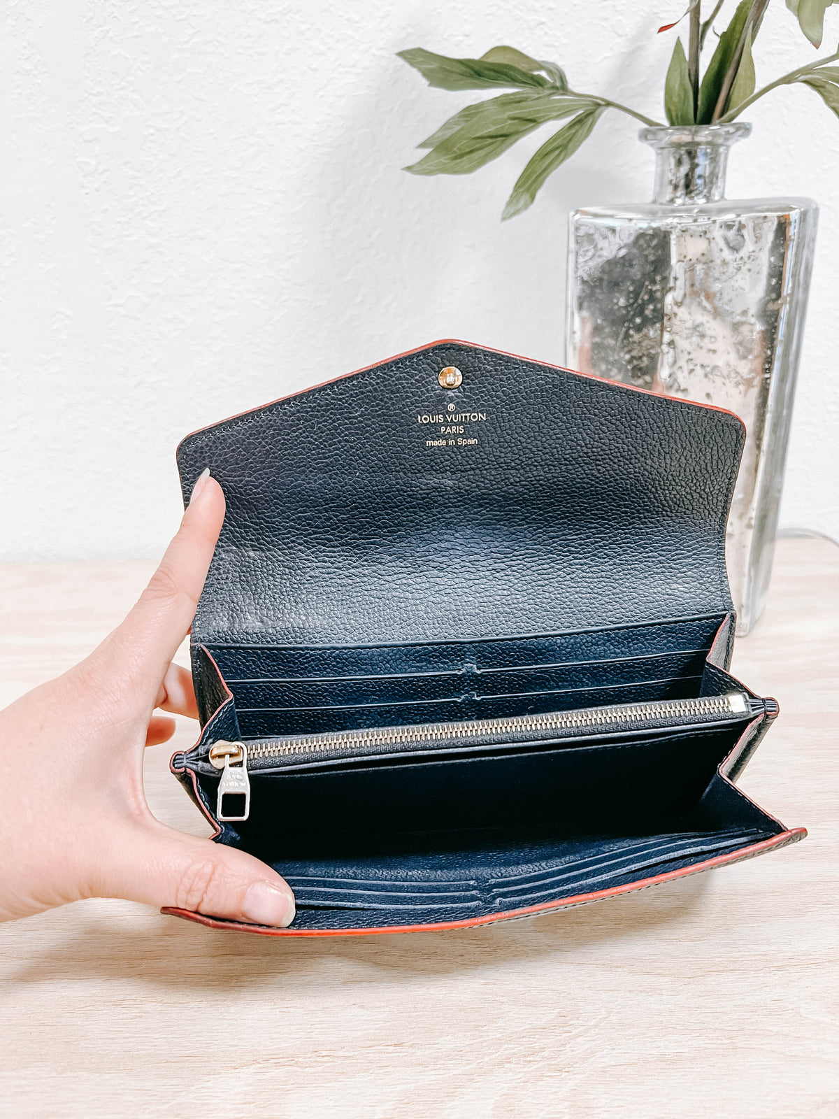 Pre-Owned Louis Vuitton Marine Empriente Leather Sarah Wallet *Final Sale*