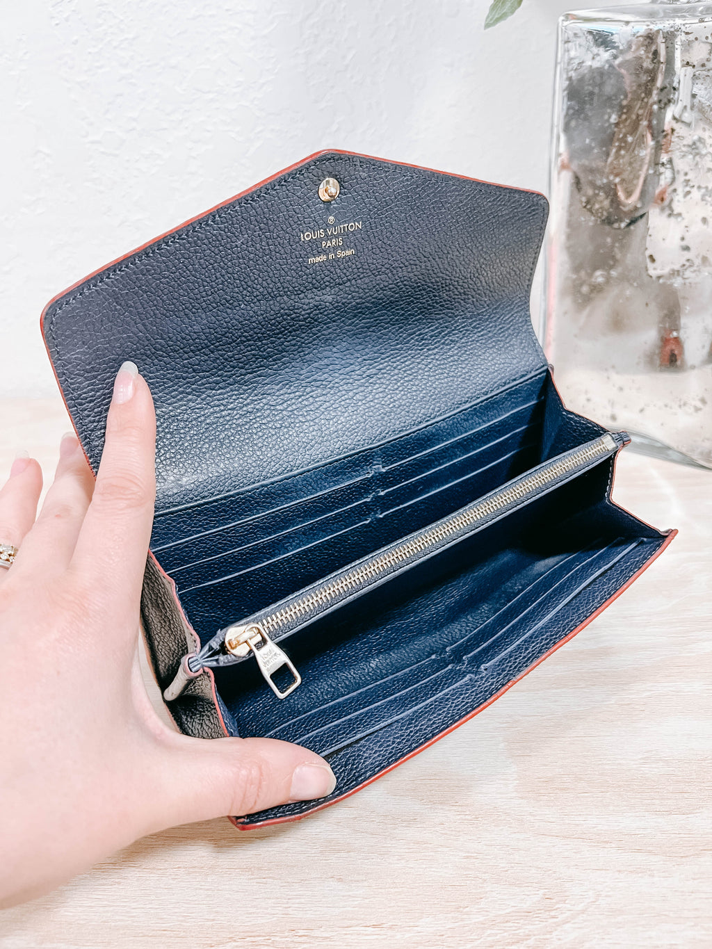 Pre-Owned Louis Vuitton Marine Empriente Leather Sarah Wallet *Final Sale*