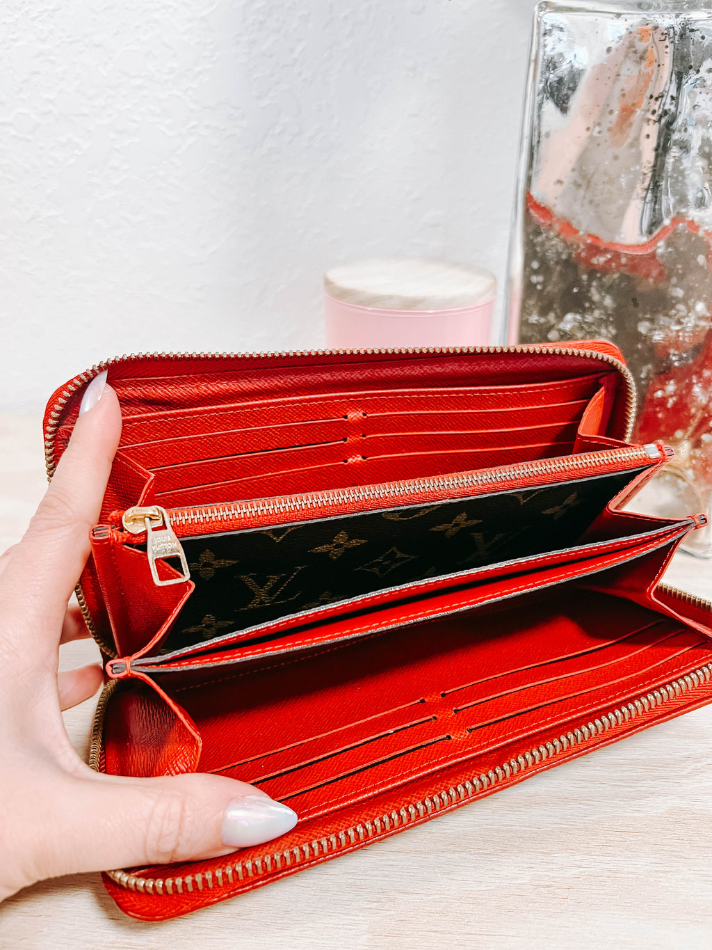 Louis Vuitton Red Retiro Zippy Wallet