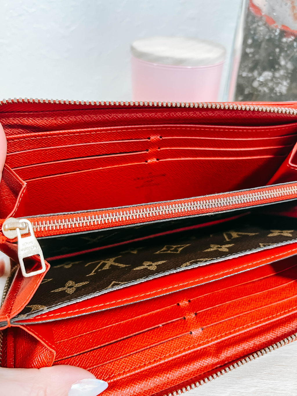 Louis Vuitton Red Retiro Zippy Wallet