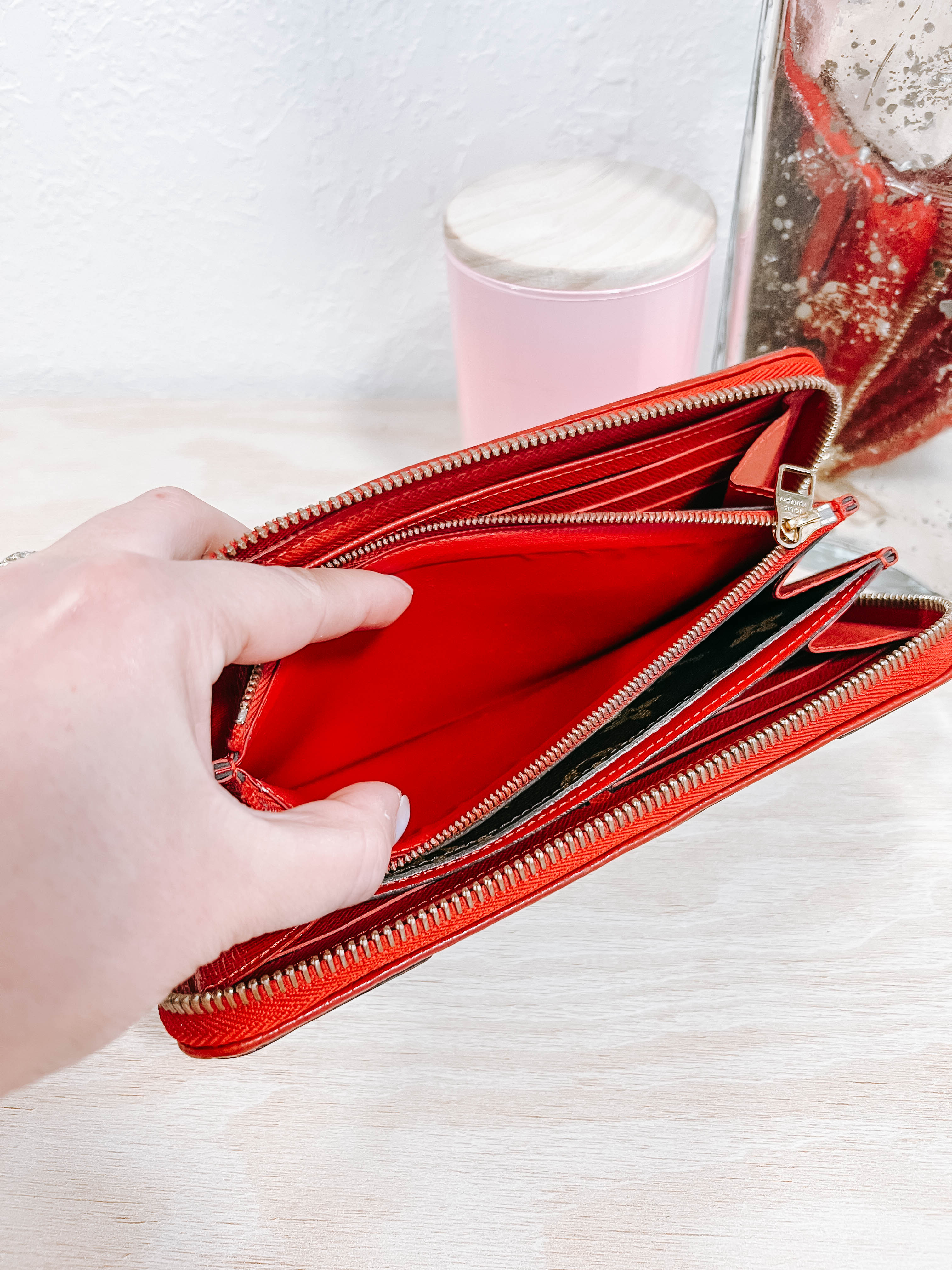 Louis Vuitton Red Retiro Zippy Wallet