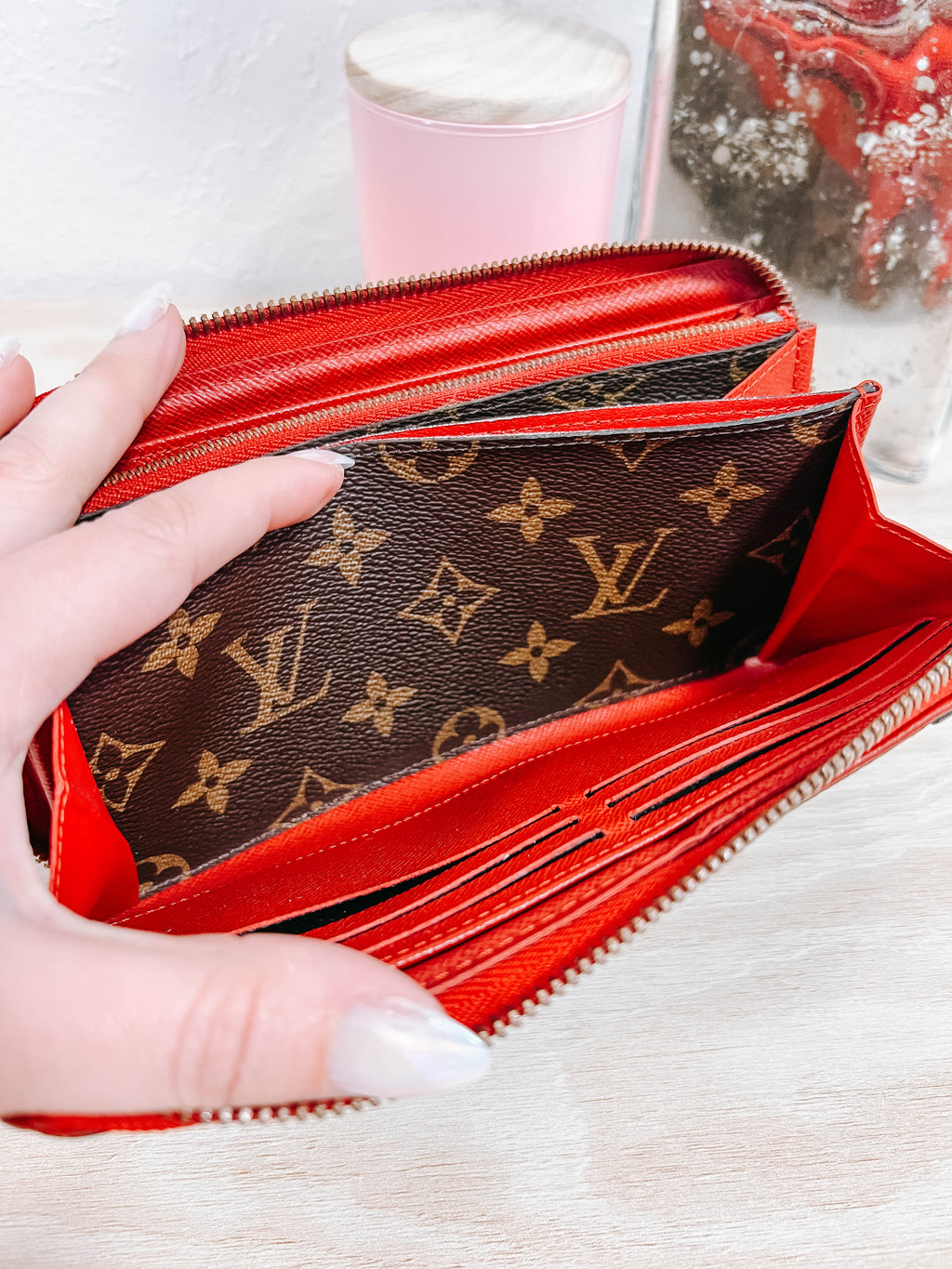 Louis Vuitton Red Retiro Zippy Wallet