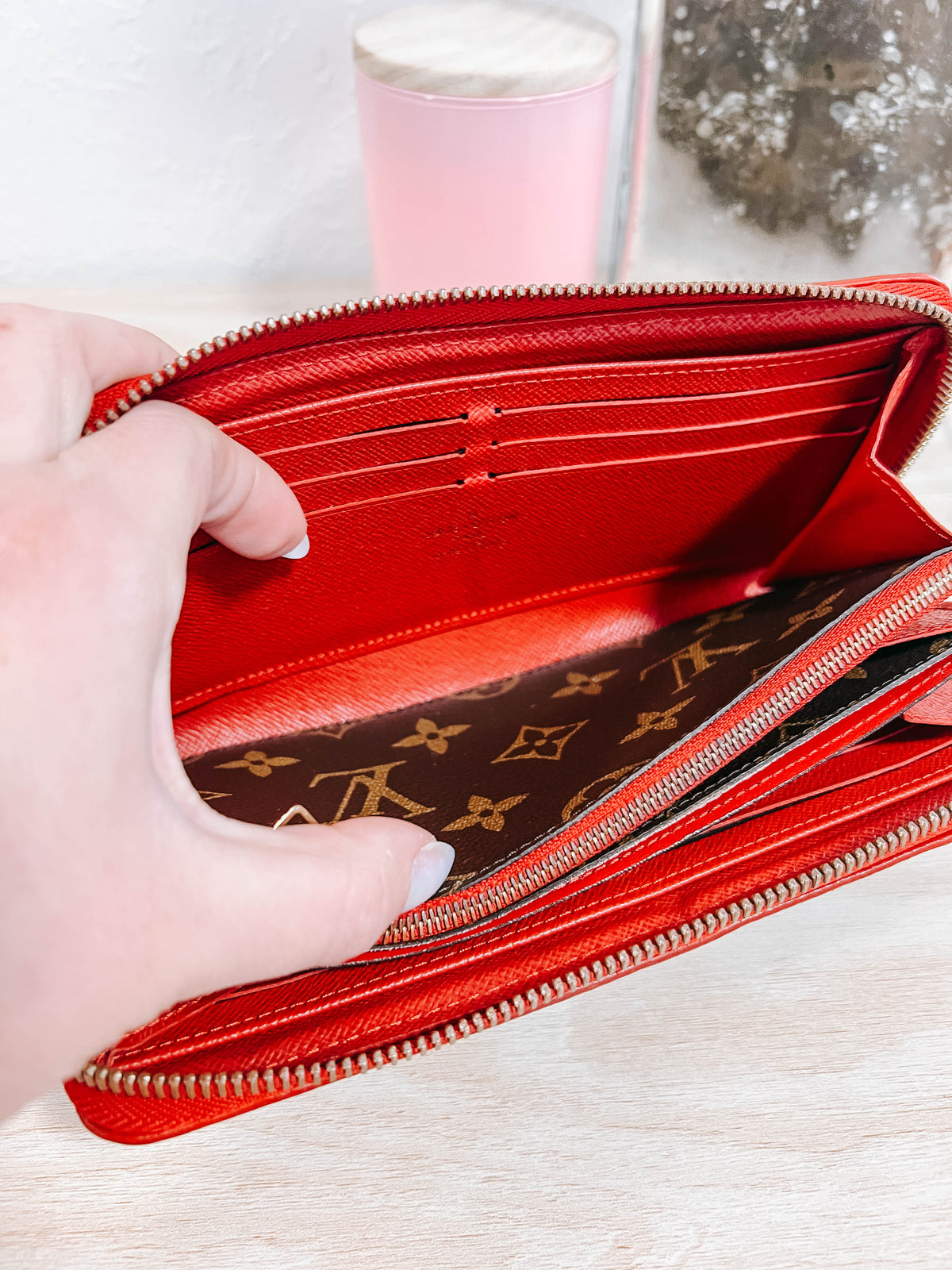 Louis Vuitton Red Retiro Zippy Wallet