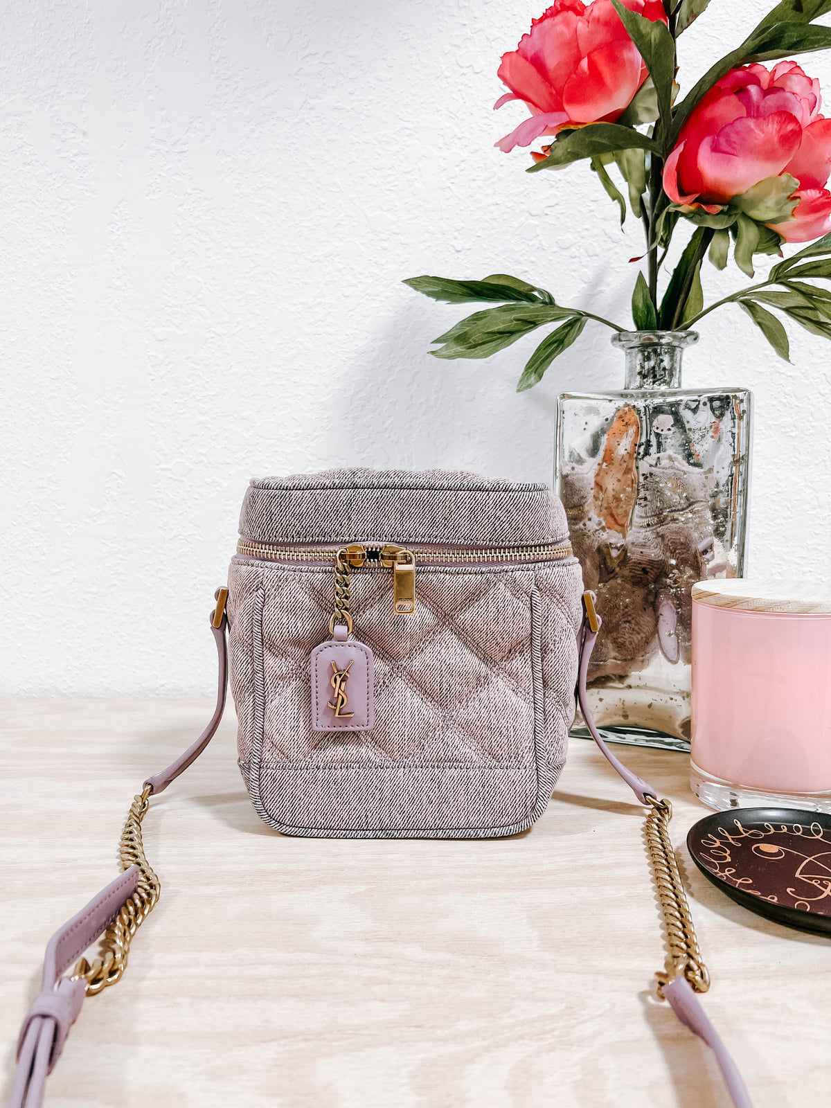 YSL Purple Denim Vanity Bag