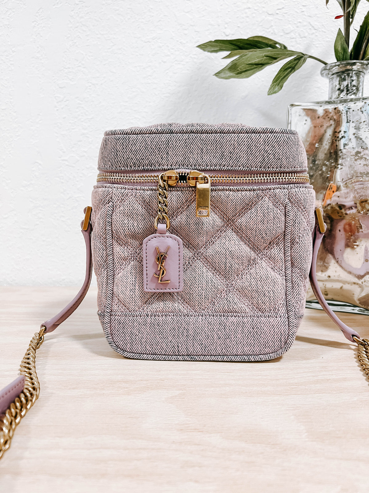 YSL Purple Denim Vanity Bag
