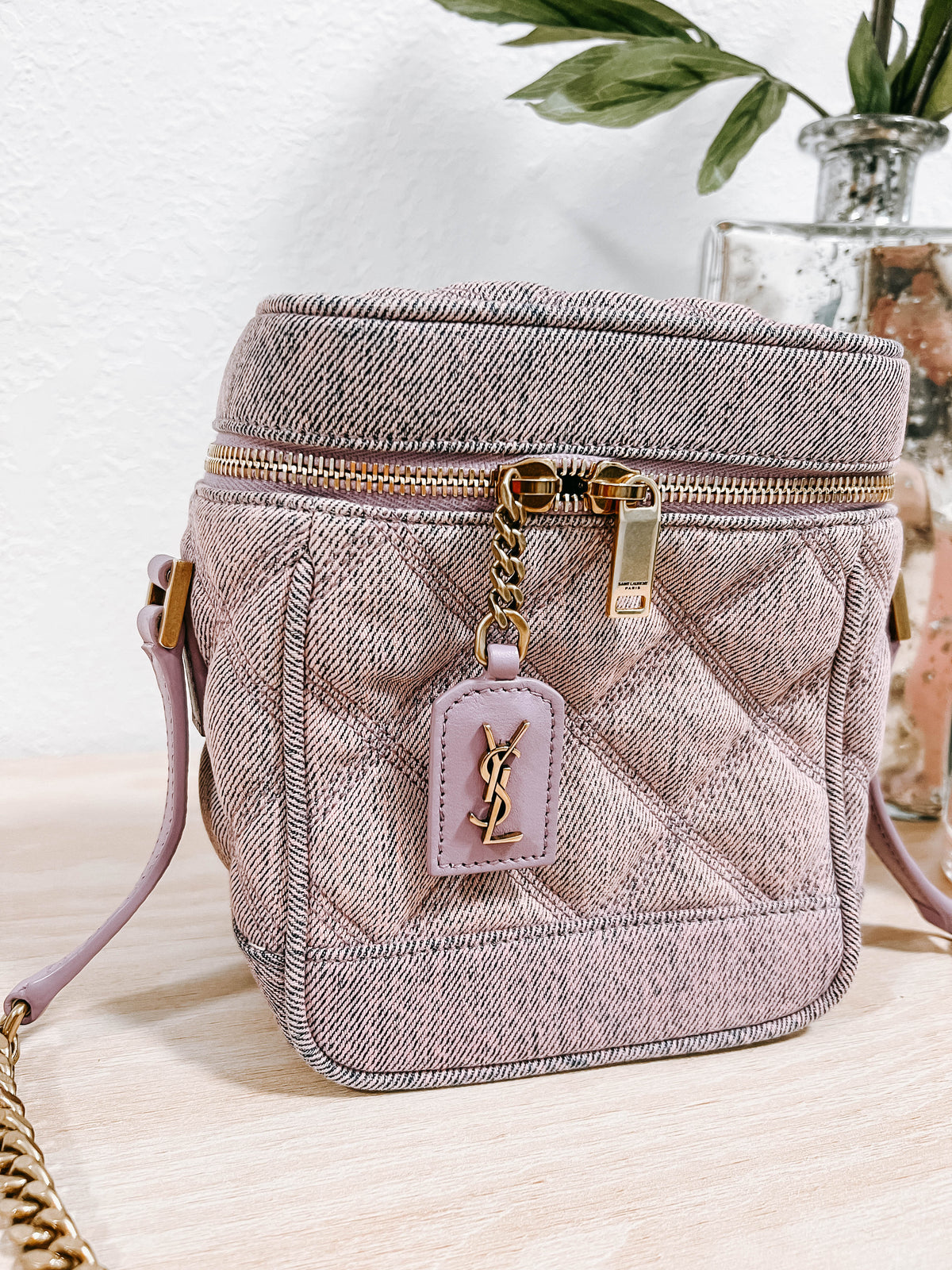 YSL Purple Denim Vanity Bag