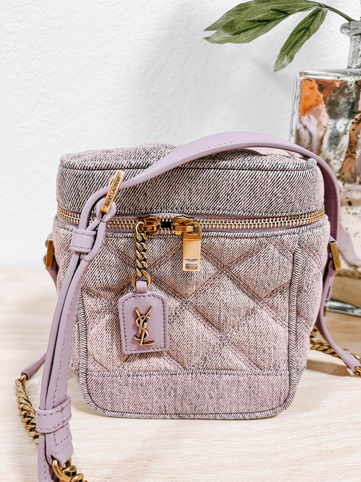 YSL Purple Denim Vanity Bag