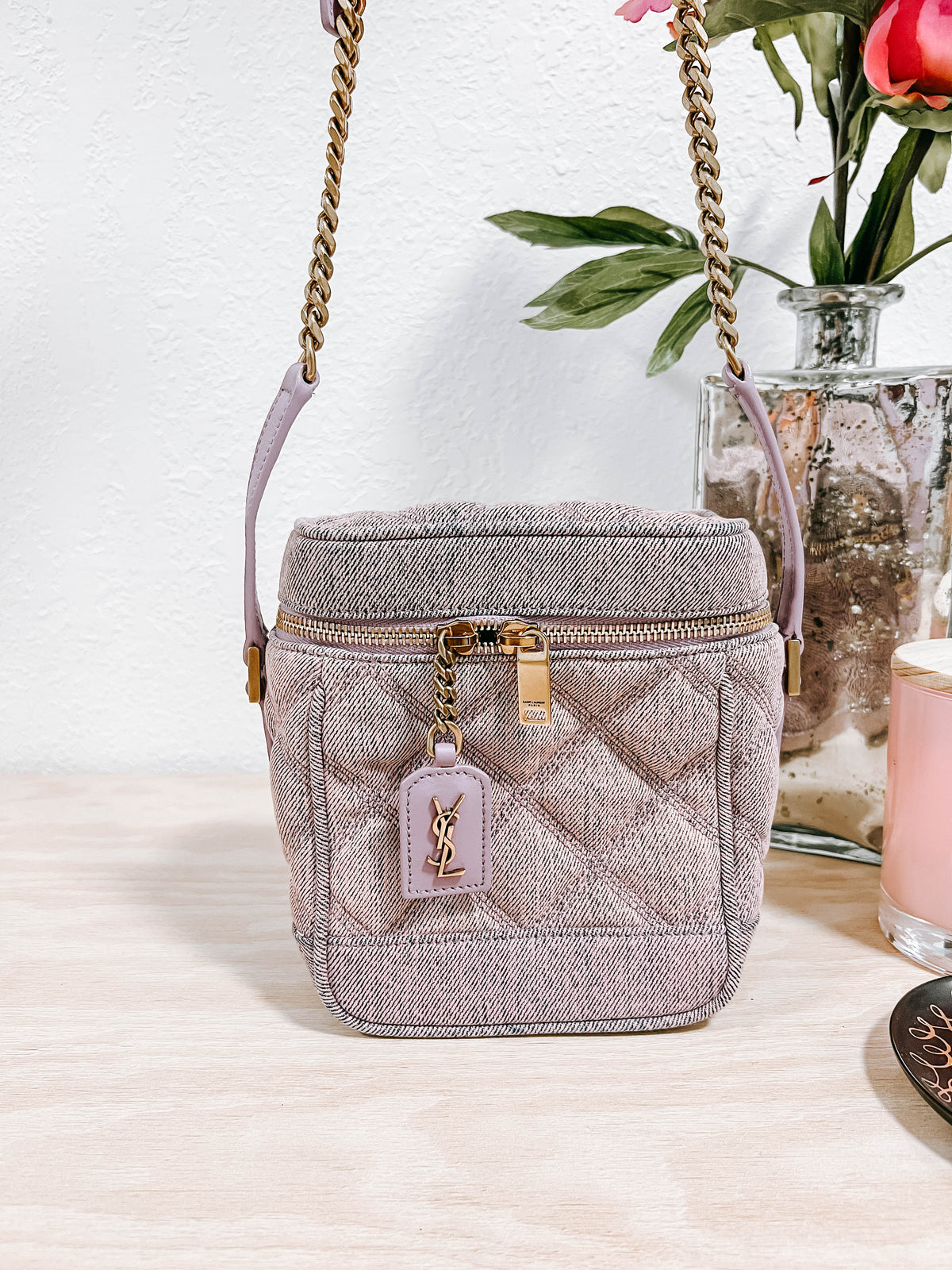YSL Purple Denim Vanity Bag