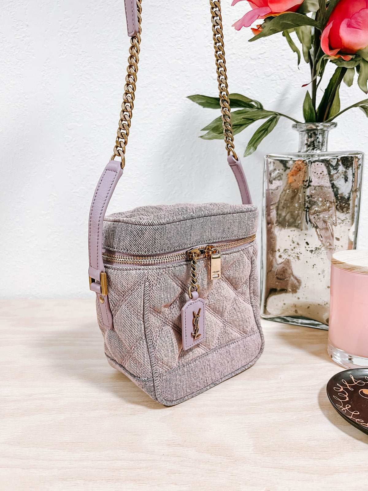 YSL Purple Denim Vanity Bag