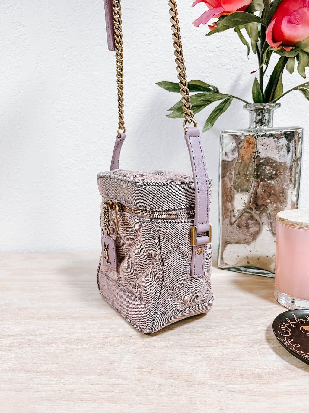 YSL Purple Denim Vanity Bag