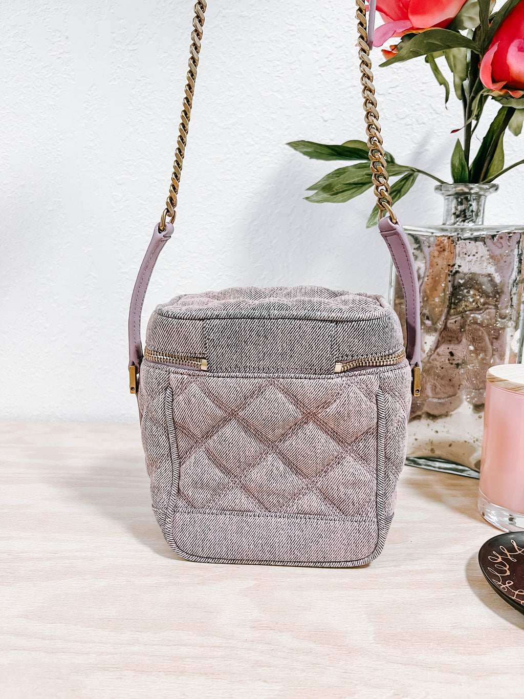 YSL Purple Denim Vanity Bag