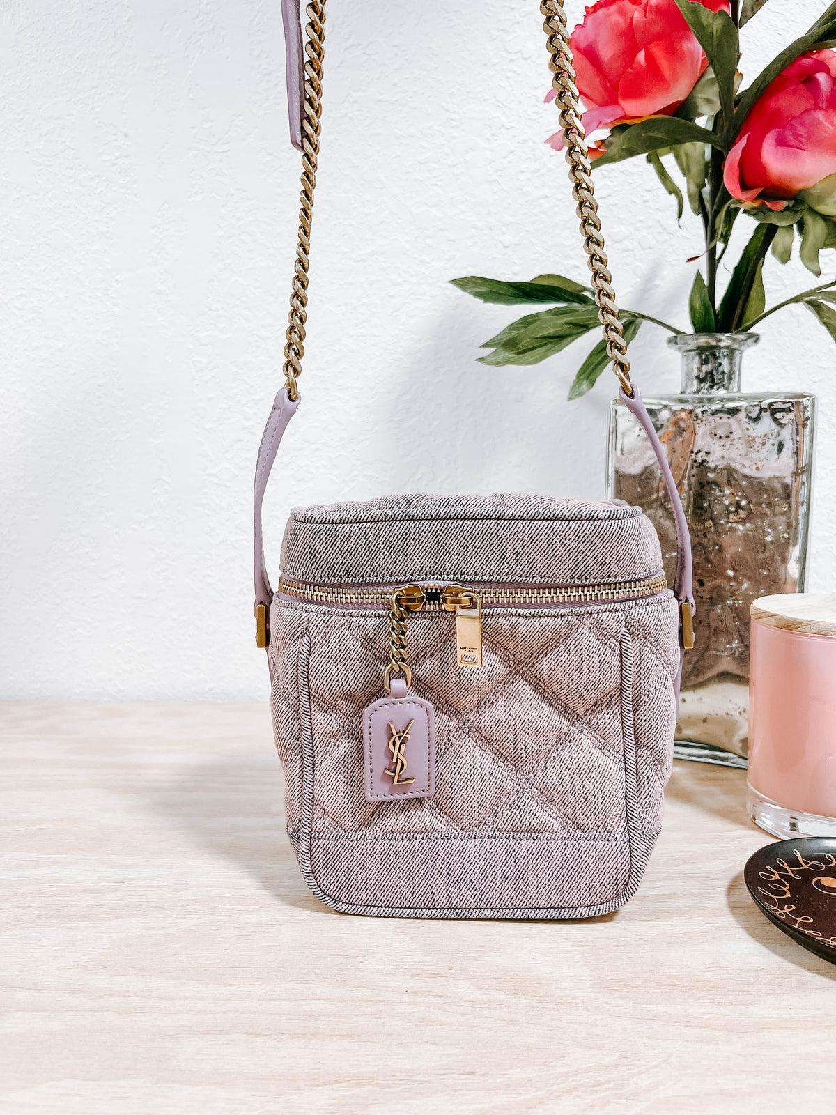 YSL Purple Denim Vanity Bag