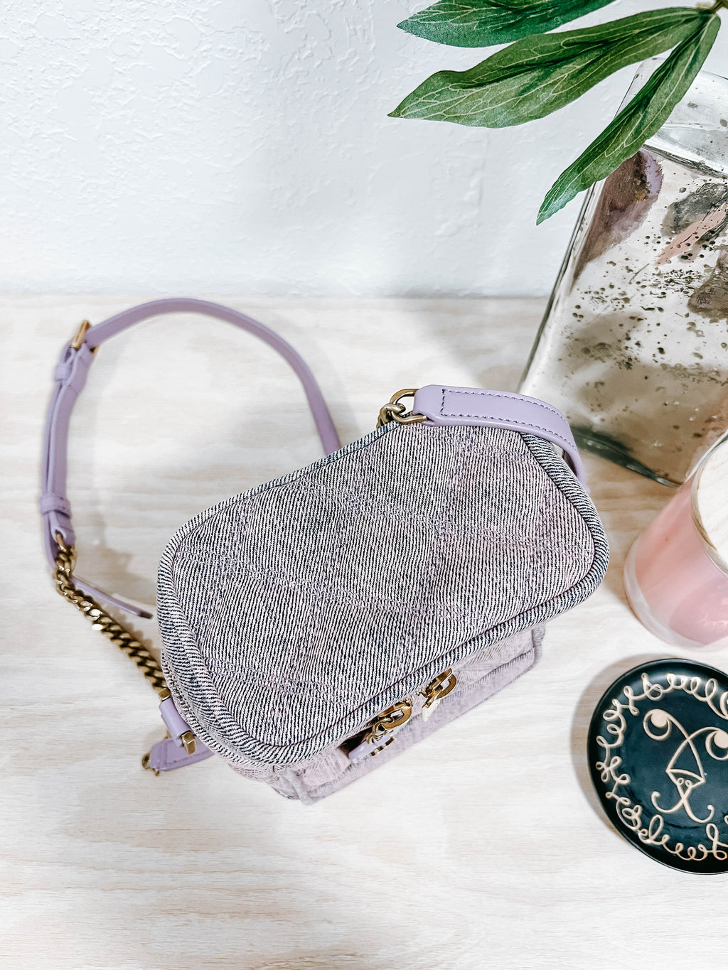 YSL Purple Denim Vanity Bag