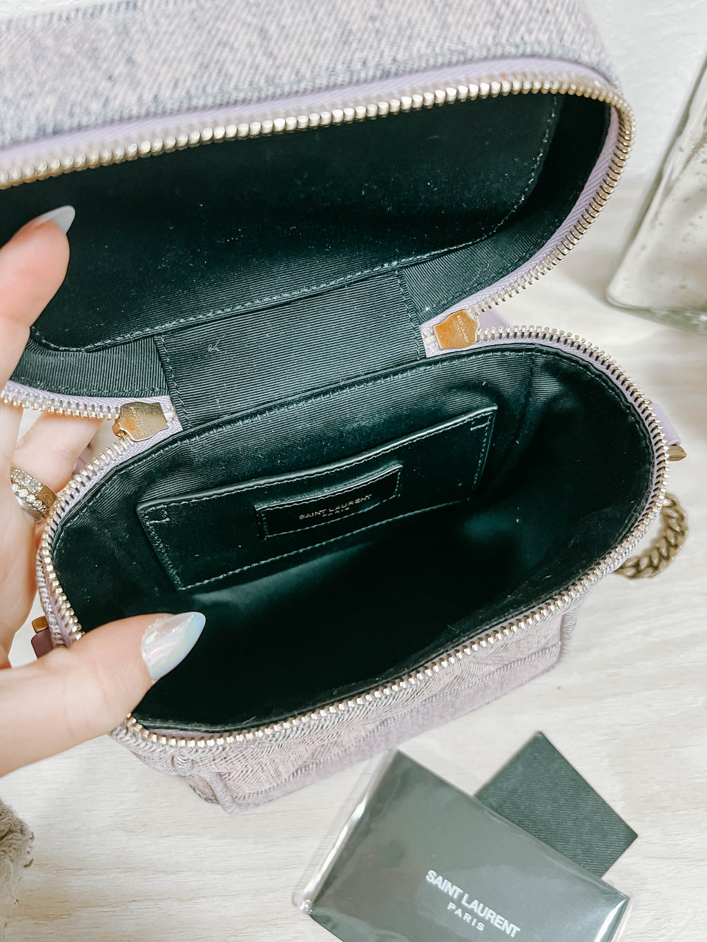 YSL Purple Denim Vanity Bag