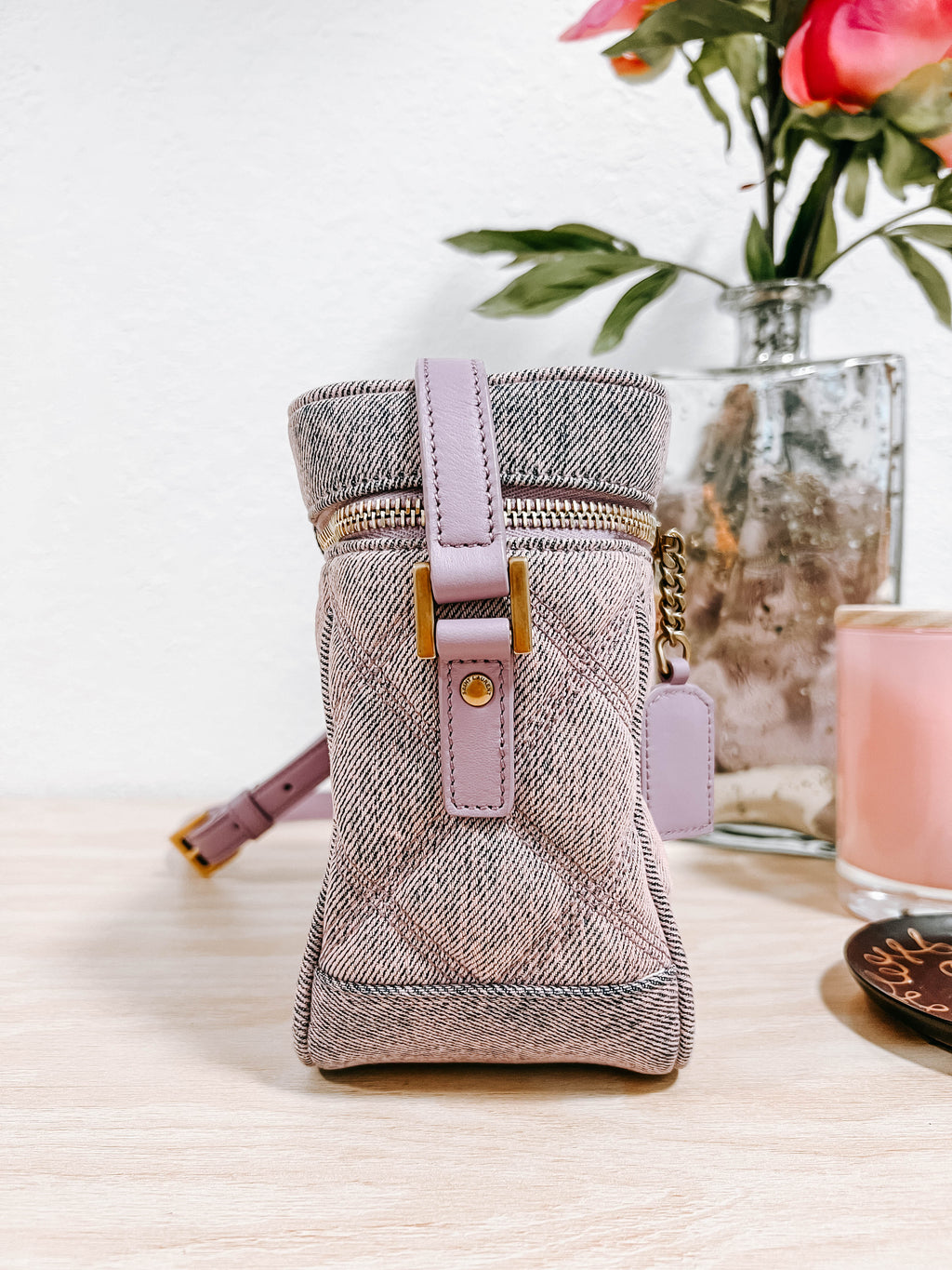 YSL Purple Denim Vanity Bag