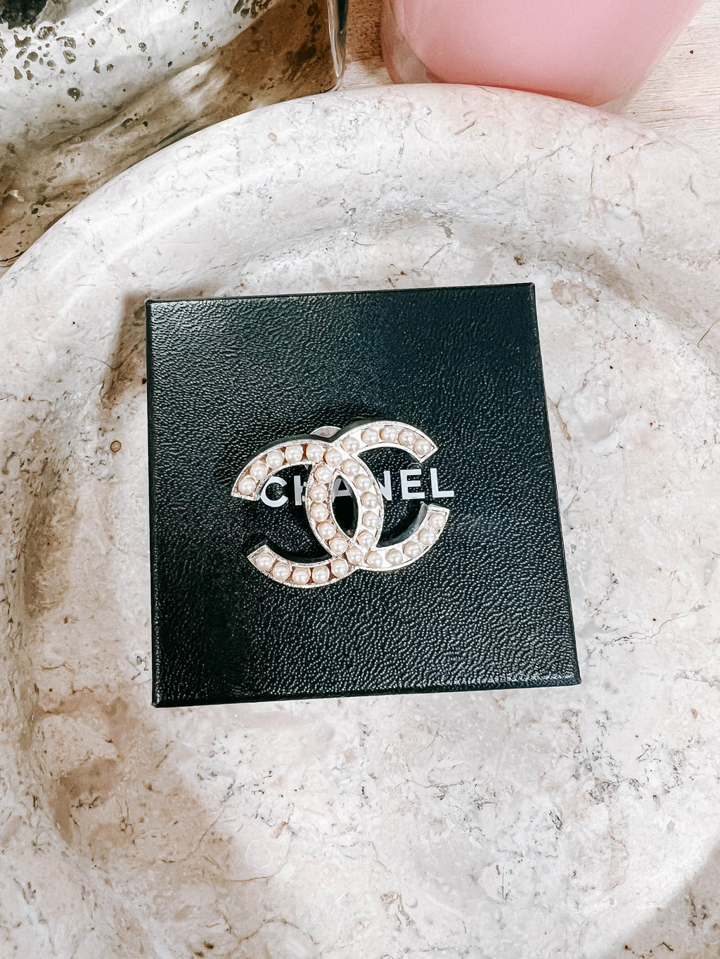 Pre-Owned Chanel Faux Pearl Silver Brooch *Final Sale*