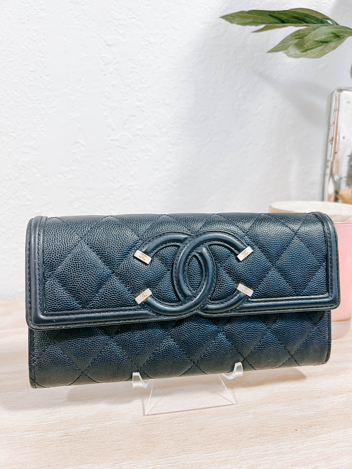 Chanel Caviar Filigree Long Wallet