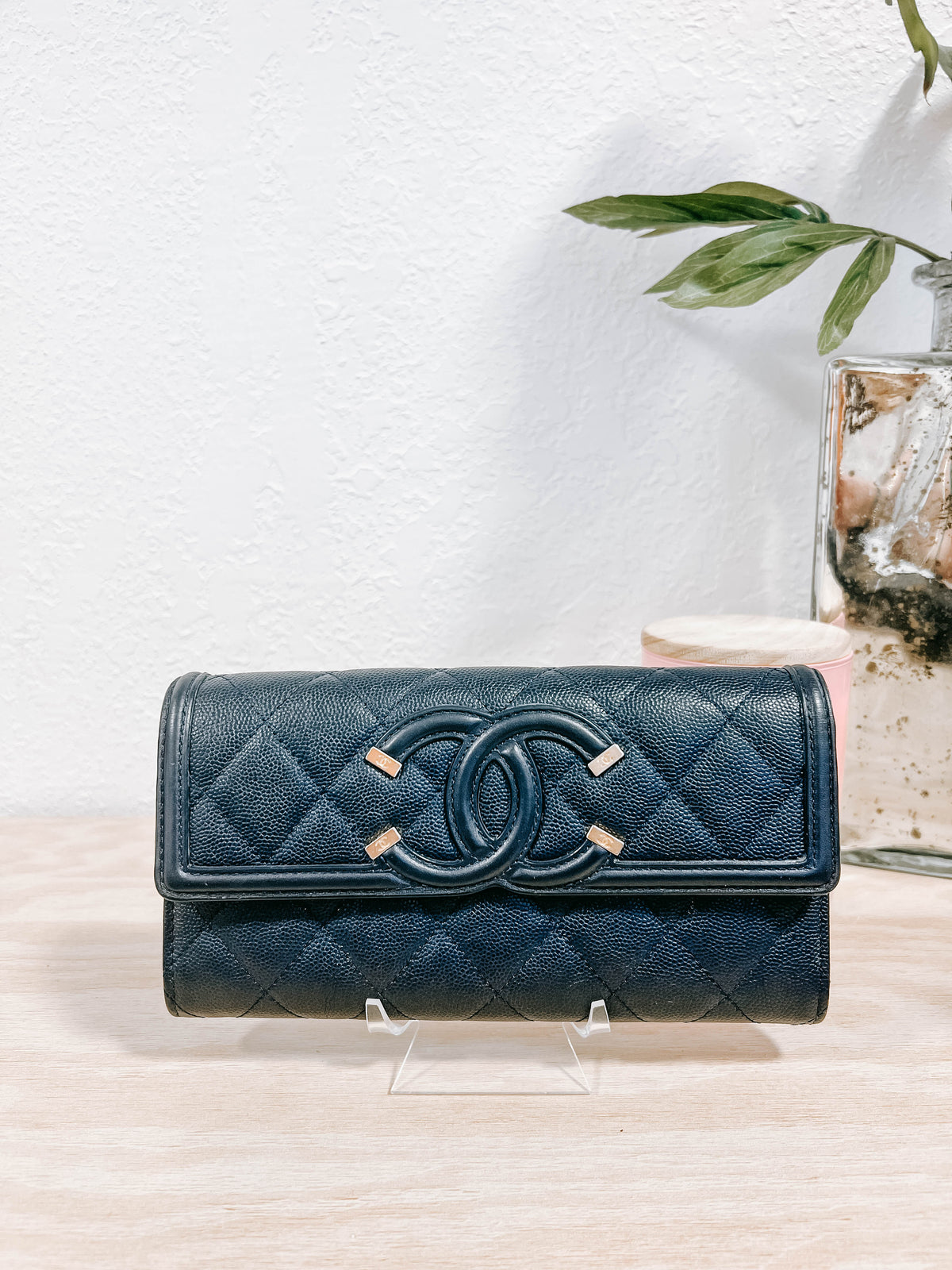 Chanel Caviar Filigree Long Wallet