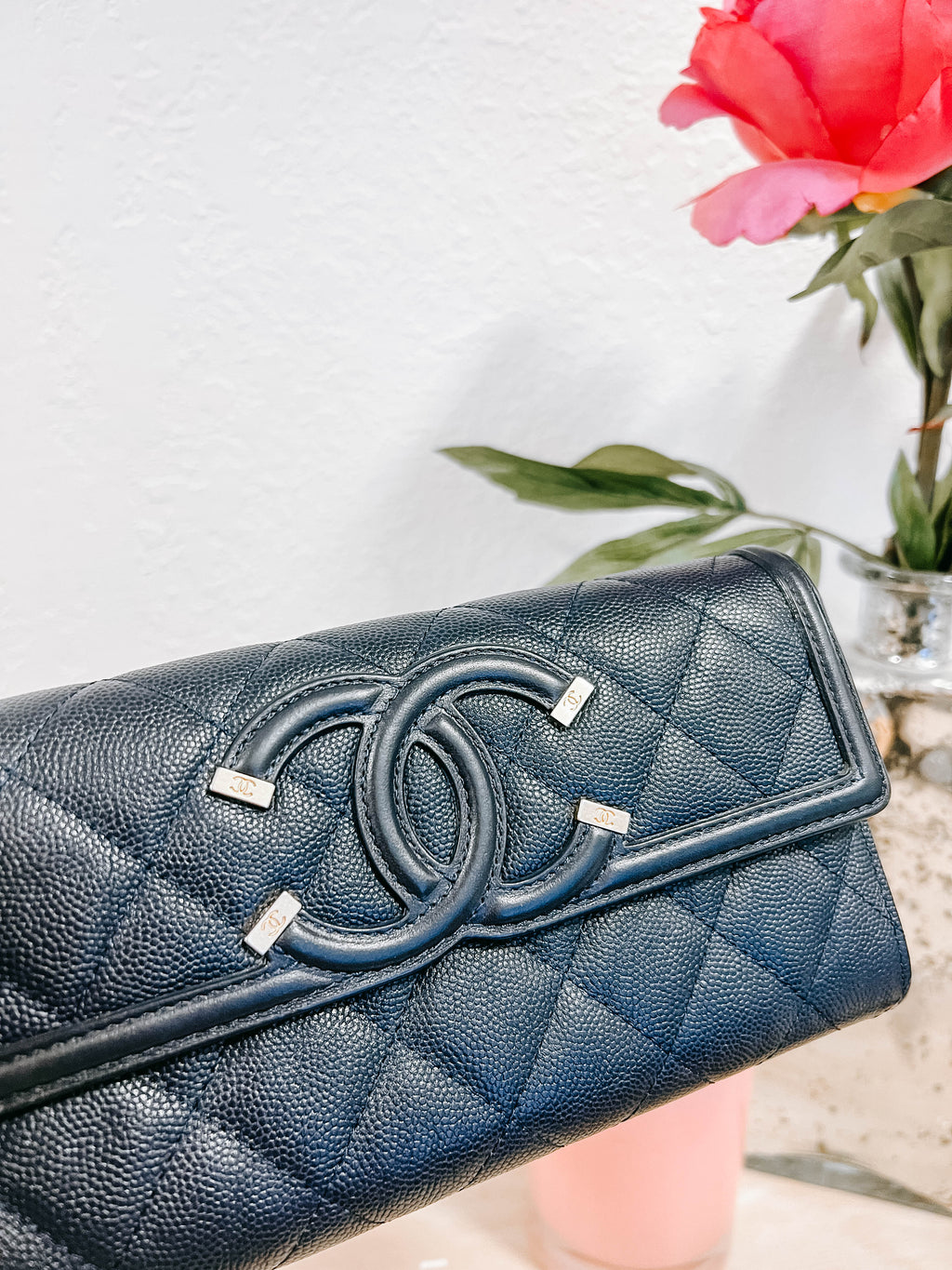 Chanel Caviar Filigree Long Wallet