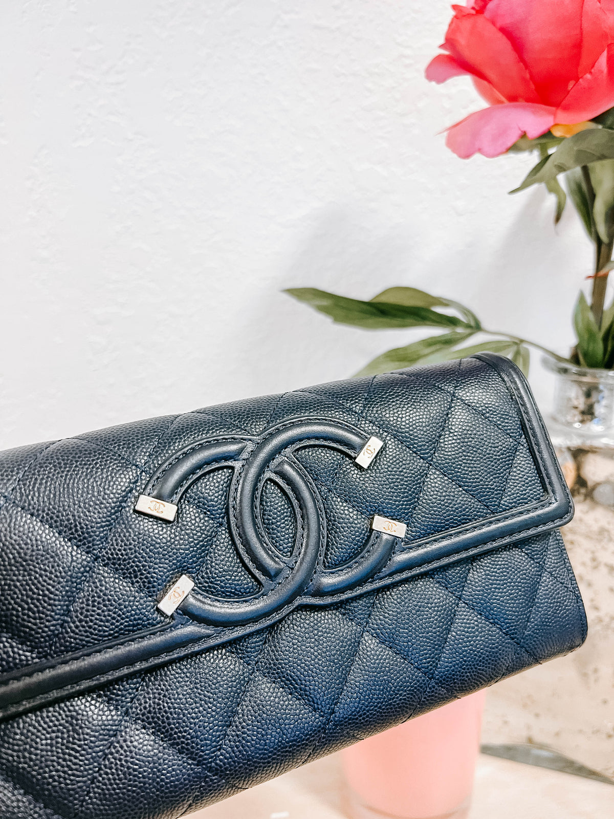 Chanel Caviar Filigree Long Wallet