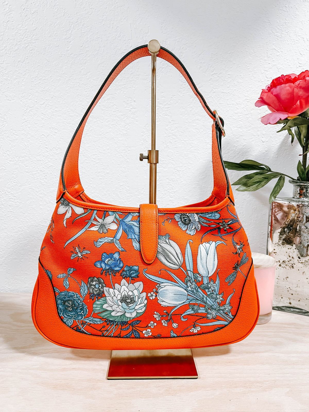 Gucci Jackie Hobo Flora Canvas with Leather Medium
