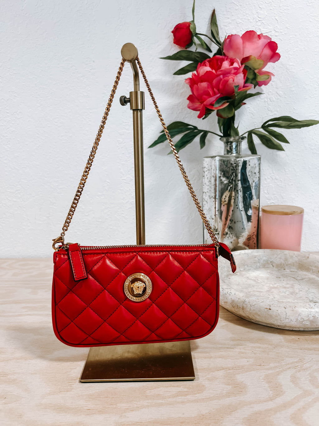 Pre-Owned Versace Mini Red Quilted Pochette *Final Sale*