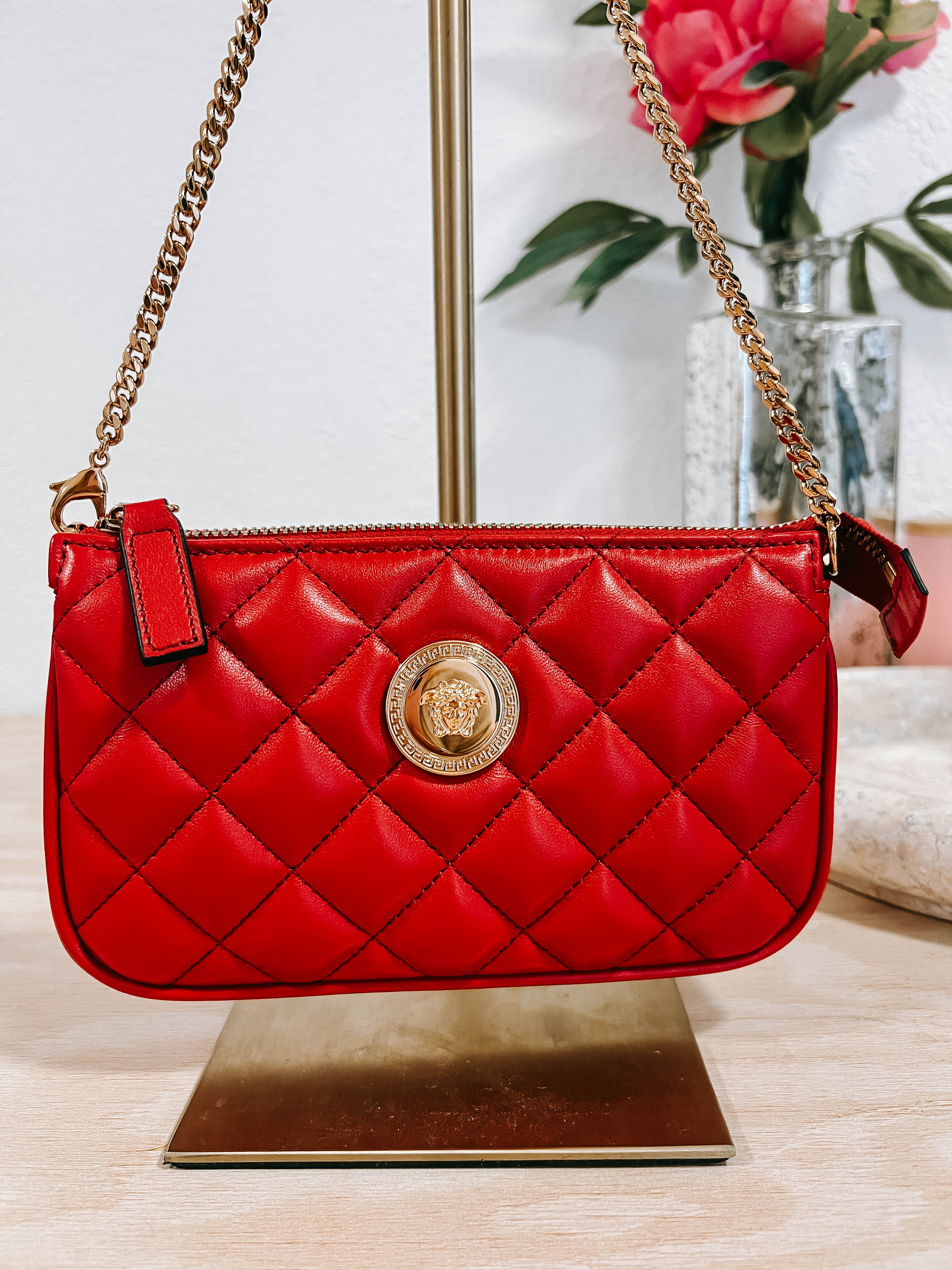 Pre-Owned Versace Mini Red Quilted Pochette *Final Sale*