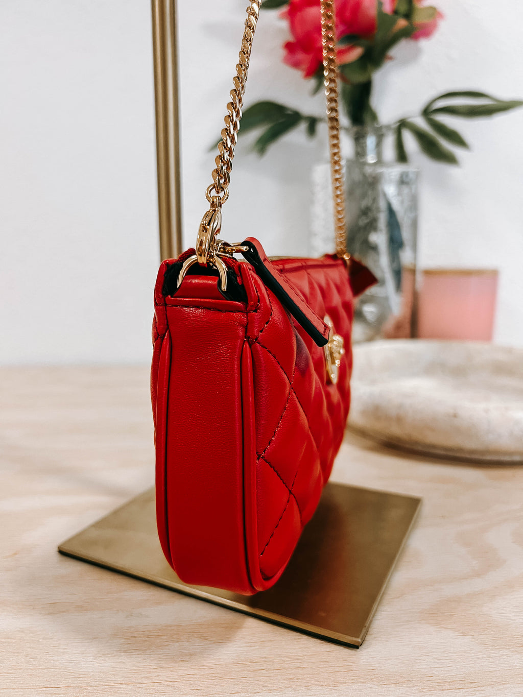 Pre-Owned Versace Mini Red Quilted Pochette *Final Sale*