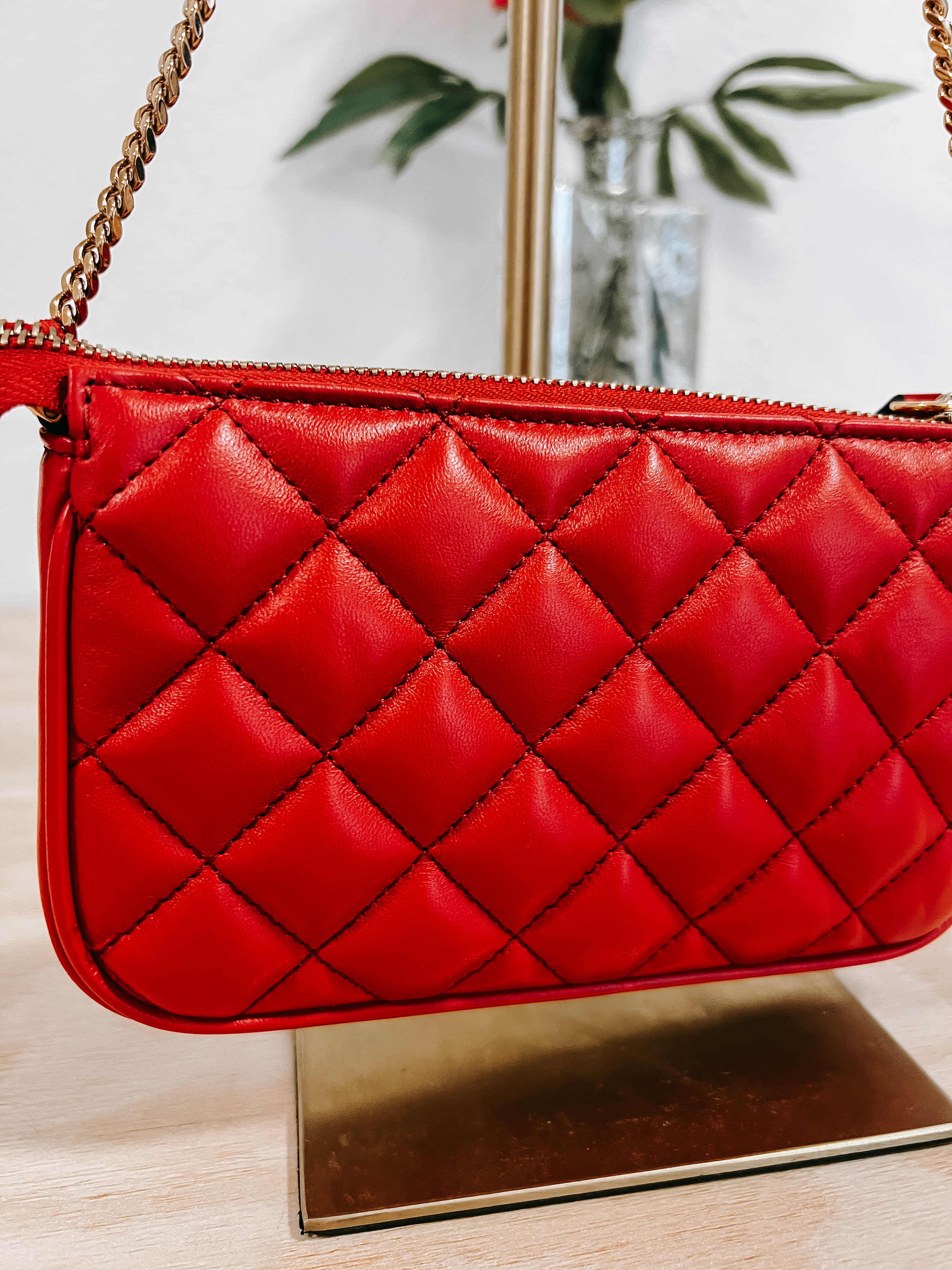 Pre-Owned Versace Mini Red Quilted Pochette *Final Sale*