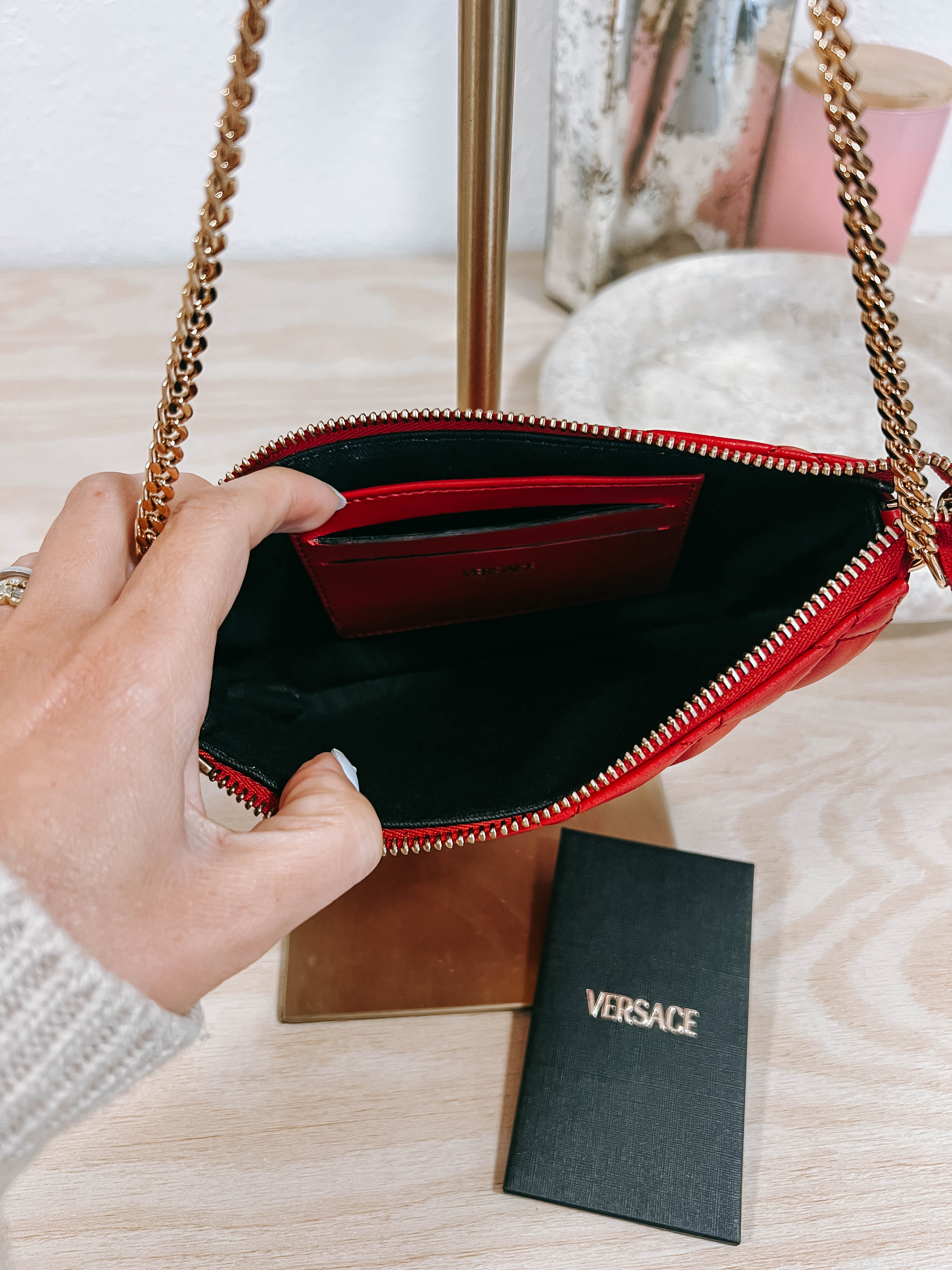 Pre-Owned Versace Mini Red Quilted Pochette *Final Sale*