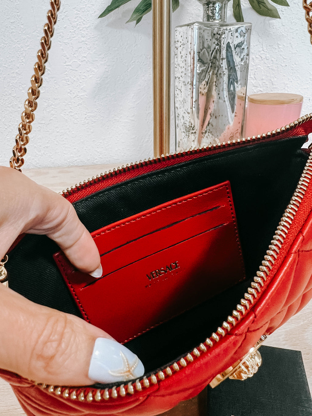 Pre-Owned Versace Mini Red Quilted Pochette *Final Sale*