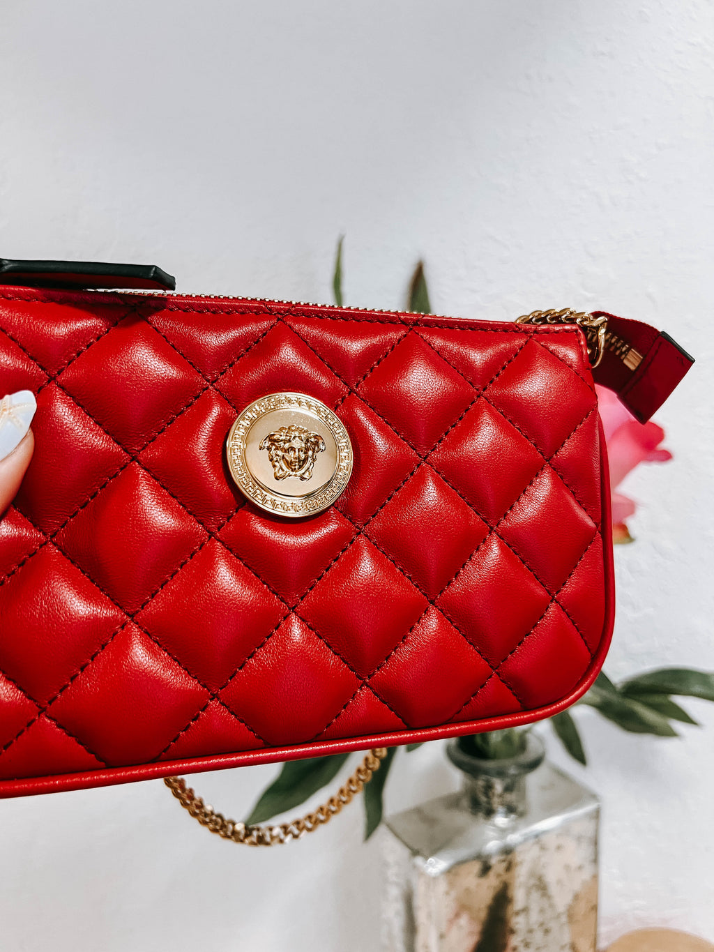 Pre-Owned Versace Mini Red Quilted Pochette *Final Sale*
